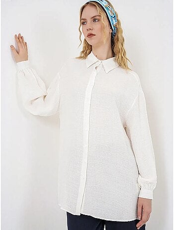 Blusa lunga oversize testurizzata con collo a camicia bdart