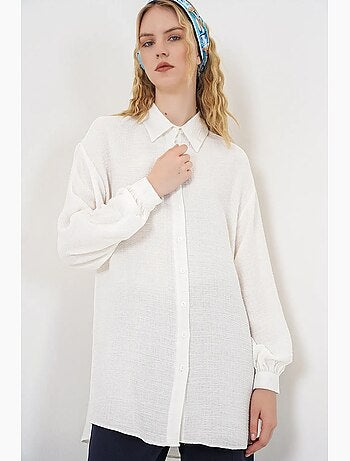 Blusa lunga oversize testurizzata con collo a camicia bdart