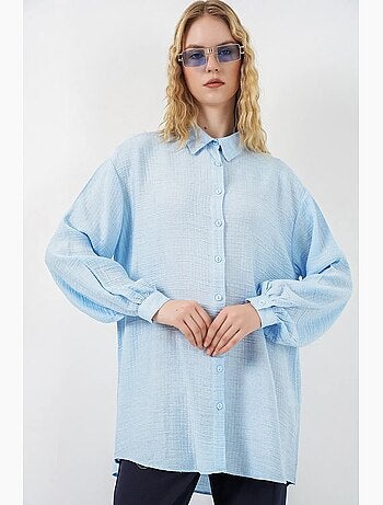 Blusa lunga oversize testurizzata con collo a camicia bdart