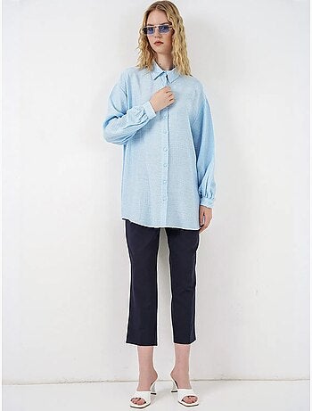 Blusa lunga oversize testurizzata con collo a camicia bdart