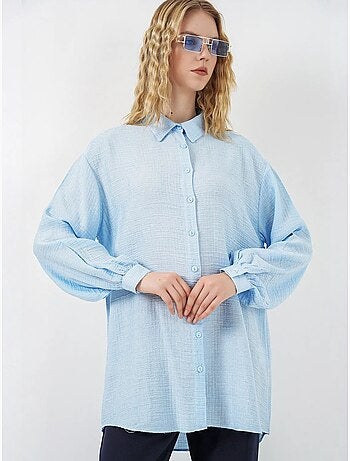 Blusa lunga oversize testurizzata con collo a camicia bdart