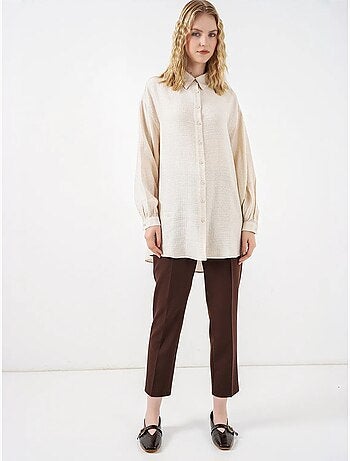 Blusa lunga oversize testurizzata con collo a camicia bdart