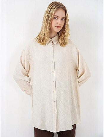 Blusa lunga oversize testurizzata con collo a camicia bdart