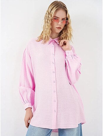 Blusa lunga oversize testurizzata con collo a camicia bdart