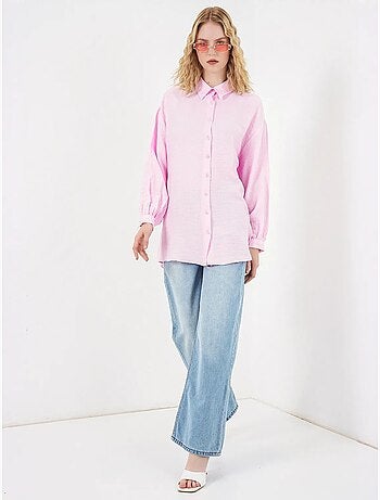 Blusa lunga oversize testurizzata con collo a camicia bdart