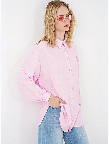 Blusa lunga oversize testurizzata con collo a camicia bdart