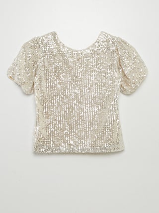 Blusa maniche corte blusa a maniche corte paillettes