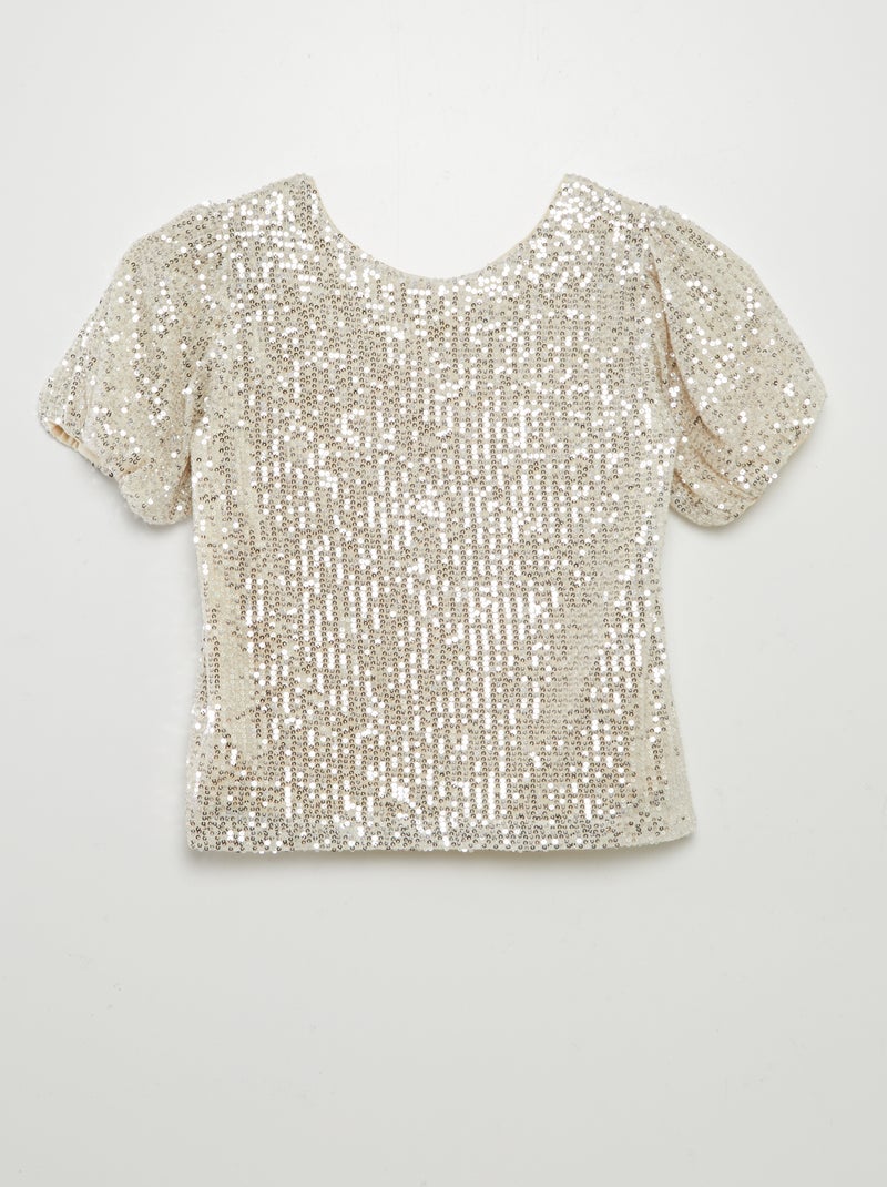 Blusa maniche corte blusa a maniche corte paillettes BIANCO - Kiabi