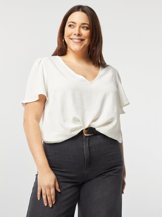 Blusa maniche corte tinta unita Maniche blusa maniche corte