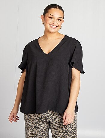 Blusa maniche corte tinta unita Maniche blusa maniche corte