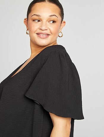 Blusa maniche corte tinta unita Maniche blusa maniche corte