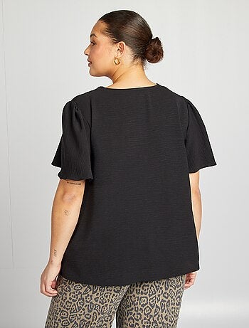 Blusa maniche corte tinta unita Maniche blusa maniche corte