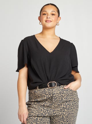 Blusa maniche corte tinta unita Maniche blusa maniche corte