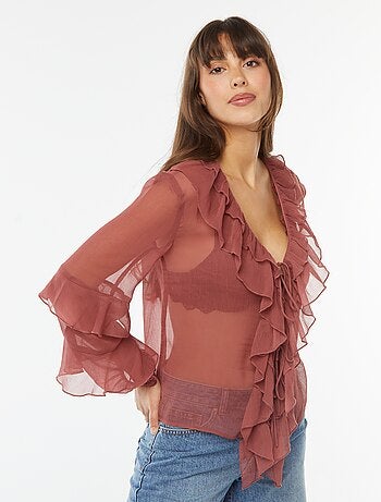 Blusa maniche lunghe con volant
