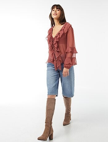 Blusa maniche lunghe con volant