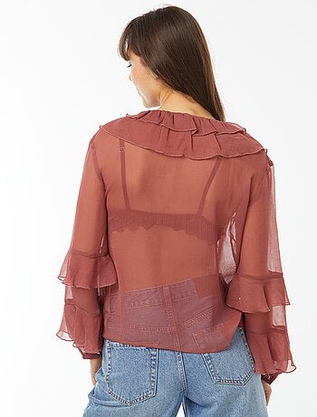 Blusa maniche lunghe con volant