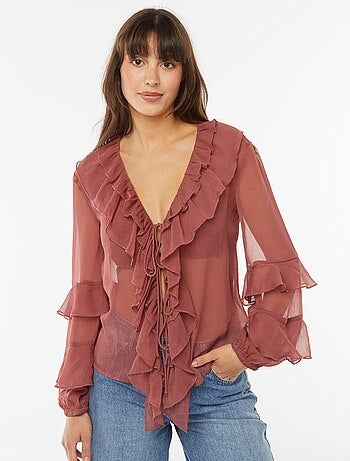 Blusa maniche lunghe con volant