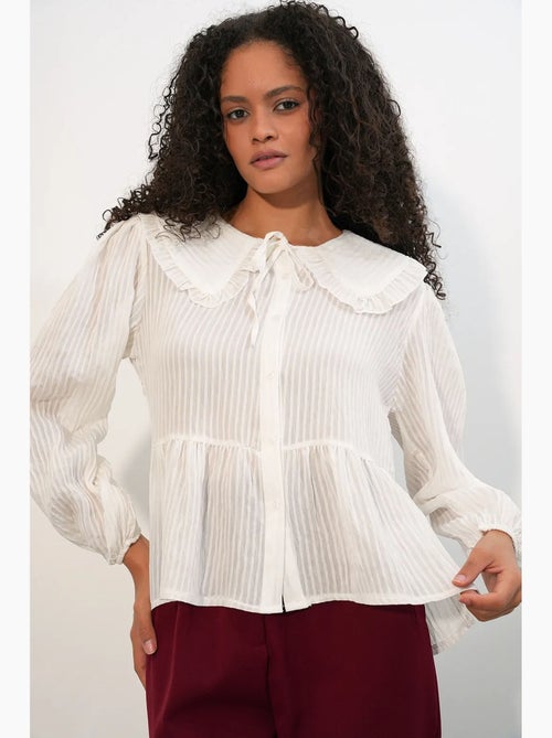 Blusa misto viscosa colletto peter pan bdart - Kiabi Blusa misto viscosa colletto peter pan bdart - Kiabi