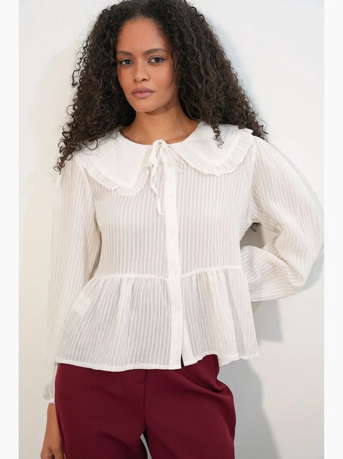 Blusa misto viscosa colletto peter pan bdart - Kiabi Blusa misto viscosa colletto peter pan bdart - Kiabi