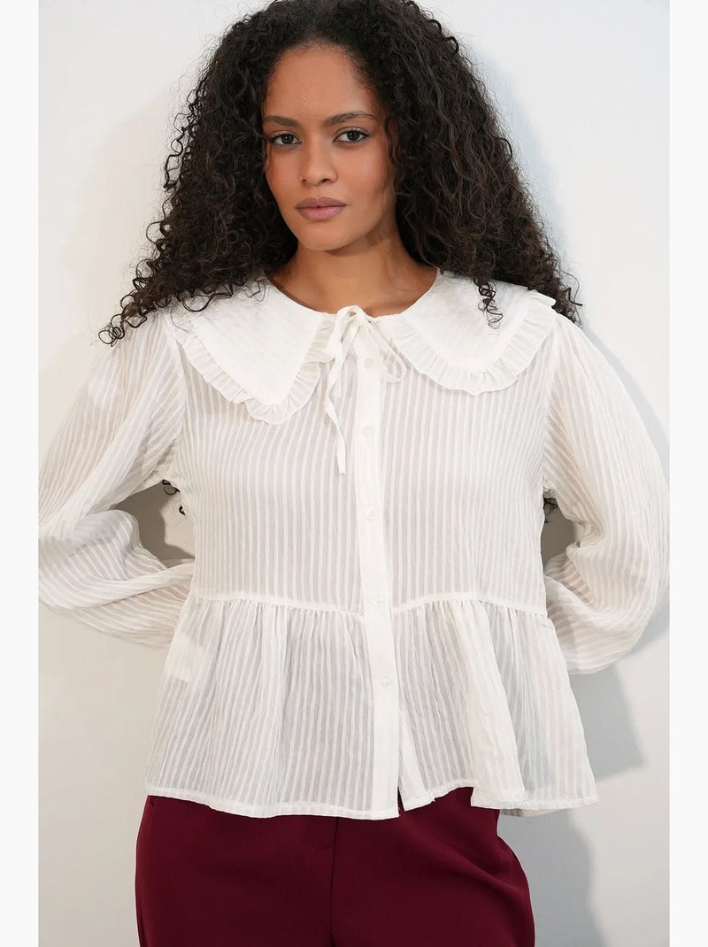 Blusa misto viscosa colletto peter pan bdart Bianco sporco - Kiabi