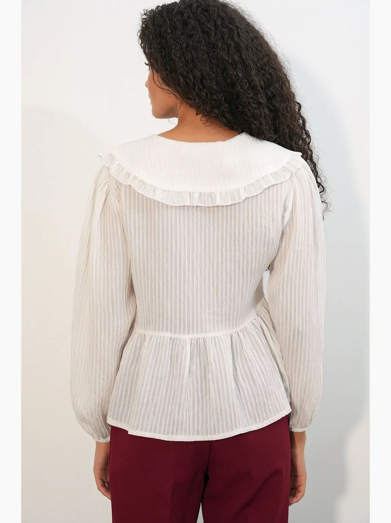 Blusa misto viscosa colletto peter pan bdart Bianco sporco - Kiabi