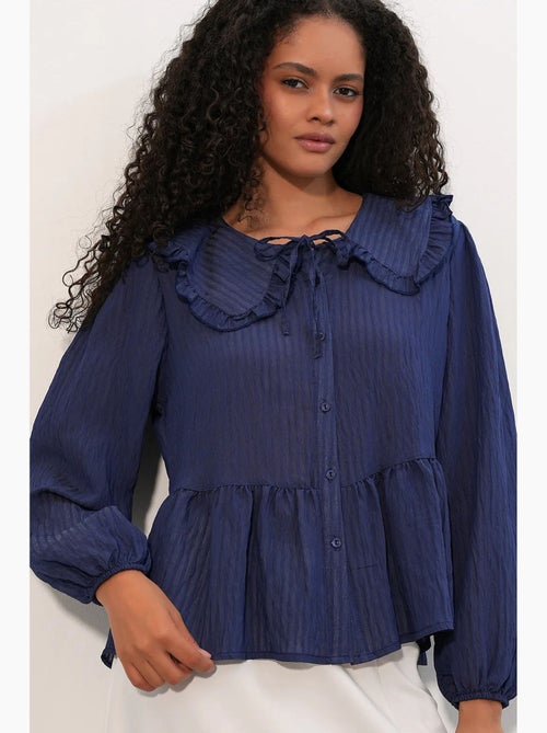 Blusa misto viscosa colletto peter pan bdart - Kiabi Blusa misto viscosa colletto peter pan bdart - Kiabi