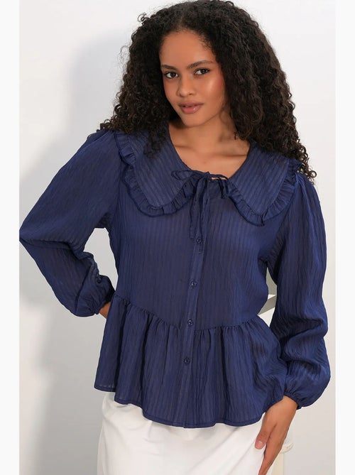 Blusa misto viscosa colletto peter pan bdart - Kiabi Blusa misto viscosa colletto peter pan bdart - Kiabi