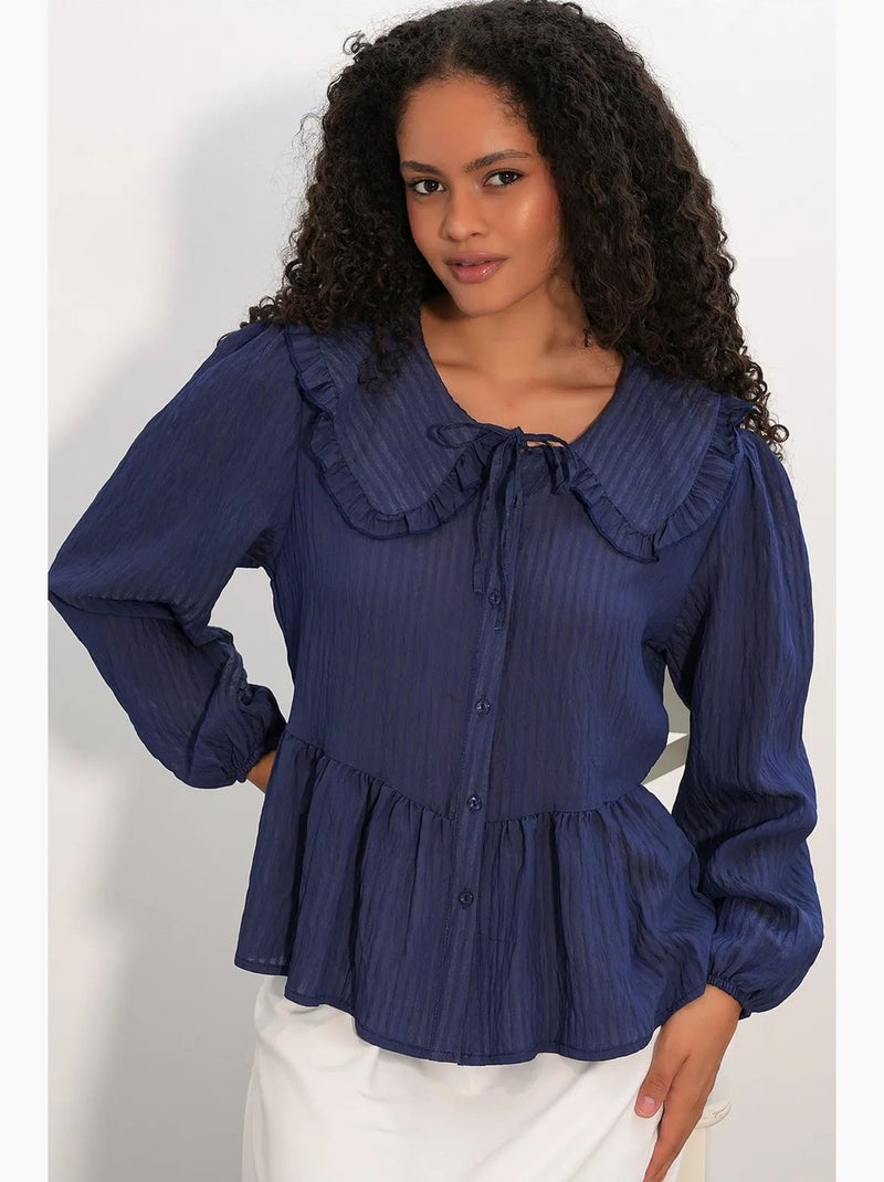 Blusa misto viscosa colletto peter pan bdart Blu marino - Kiabi