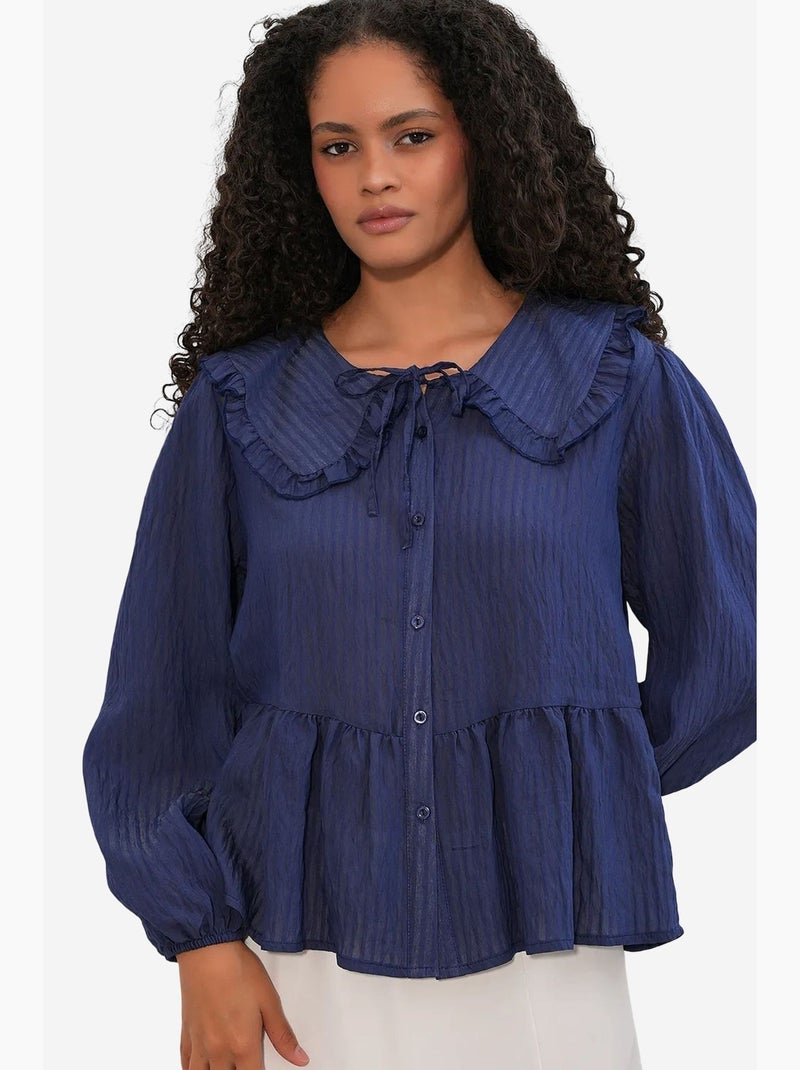 Blusa misto viscosa colletto peter pan bdart Blu marino - Kiabi