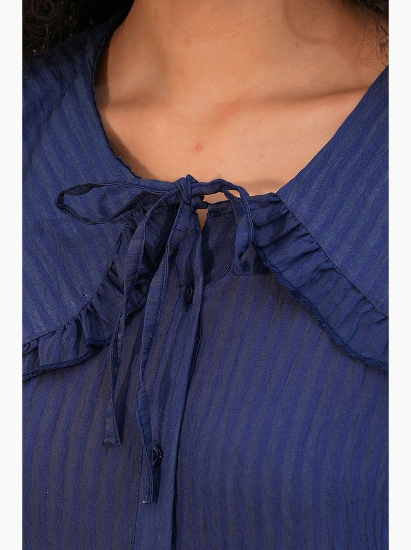Blusa misto viscosa colletto peter pan bdart Blu marino - Kiabi