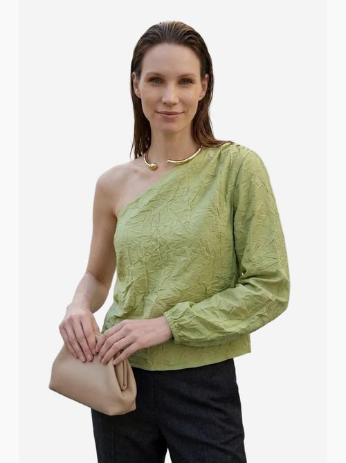 Blusa monospalla in popeline di cotone con cut-out my fashion - Kiabi Blusa monospalla in popeline di cotone con cut-out my fashion - Kiabi