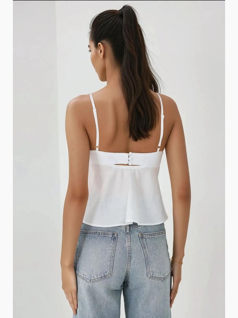 Blusa morbida al tatto con scollo a v e dettaglio fiocco hiccup Bianco - Kiabi
