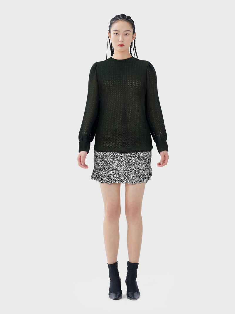 Blusa morbida con maniche a sbuffo NERO - Kiabi