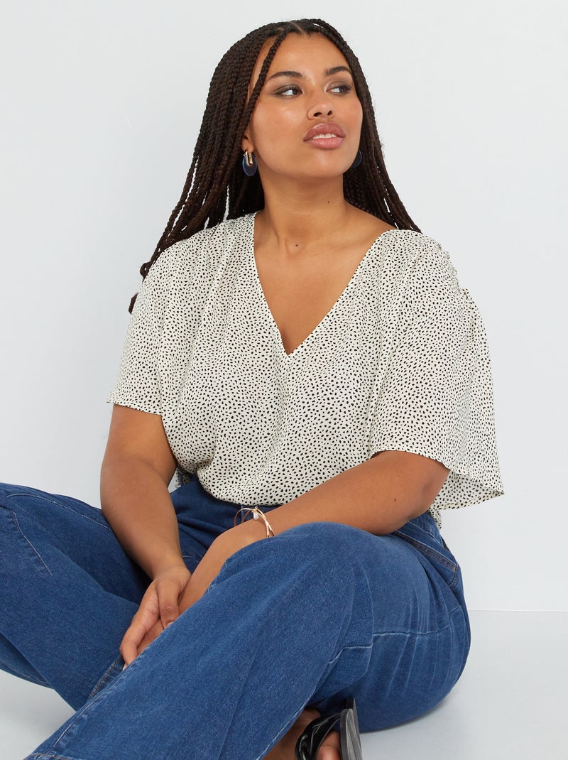Blusa morbida con scollo a V BIANCO - Kiabi