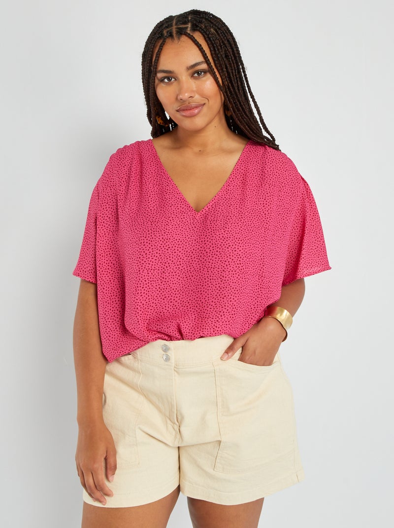 Blusa morbida con scollo a V ROSA - Kiabi