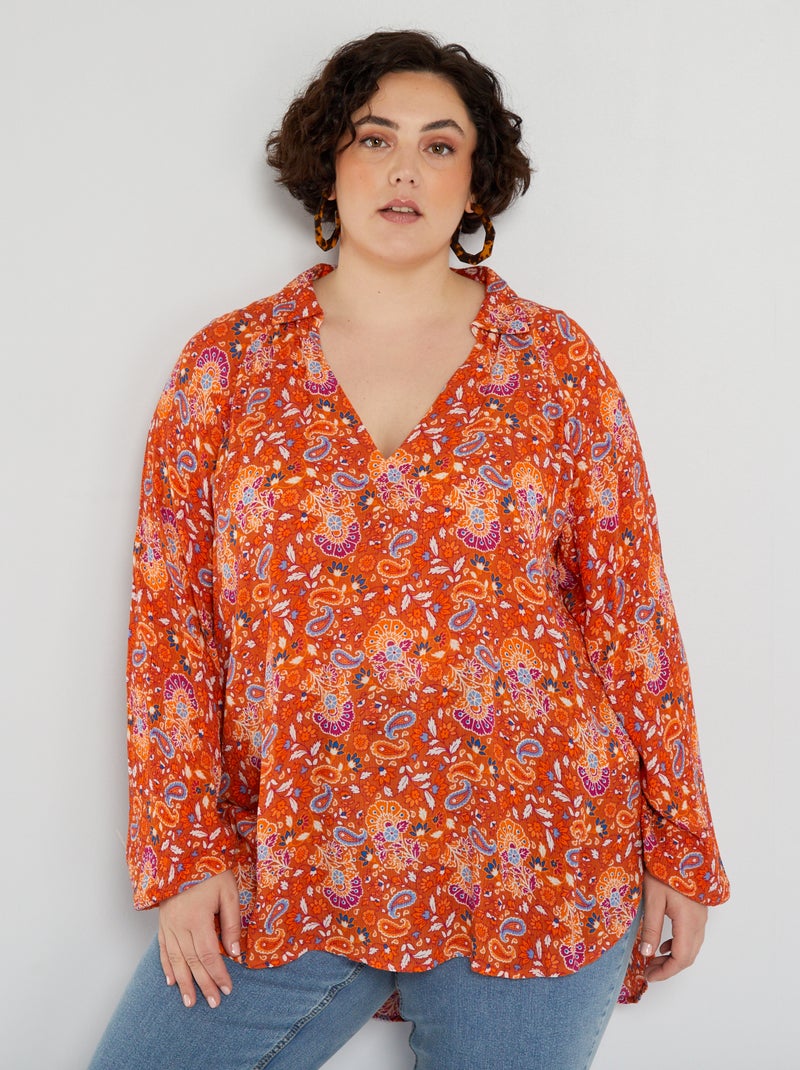 Blusa morbida con stampa ARANCIONE - Kiabi