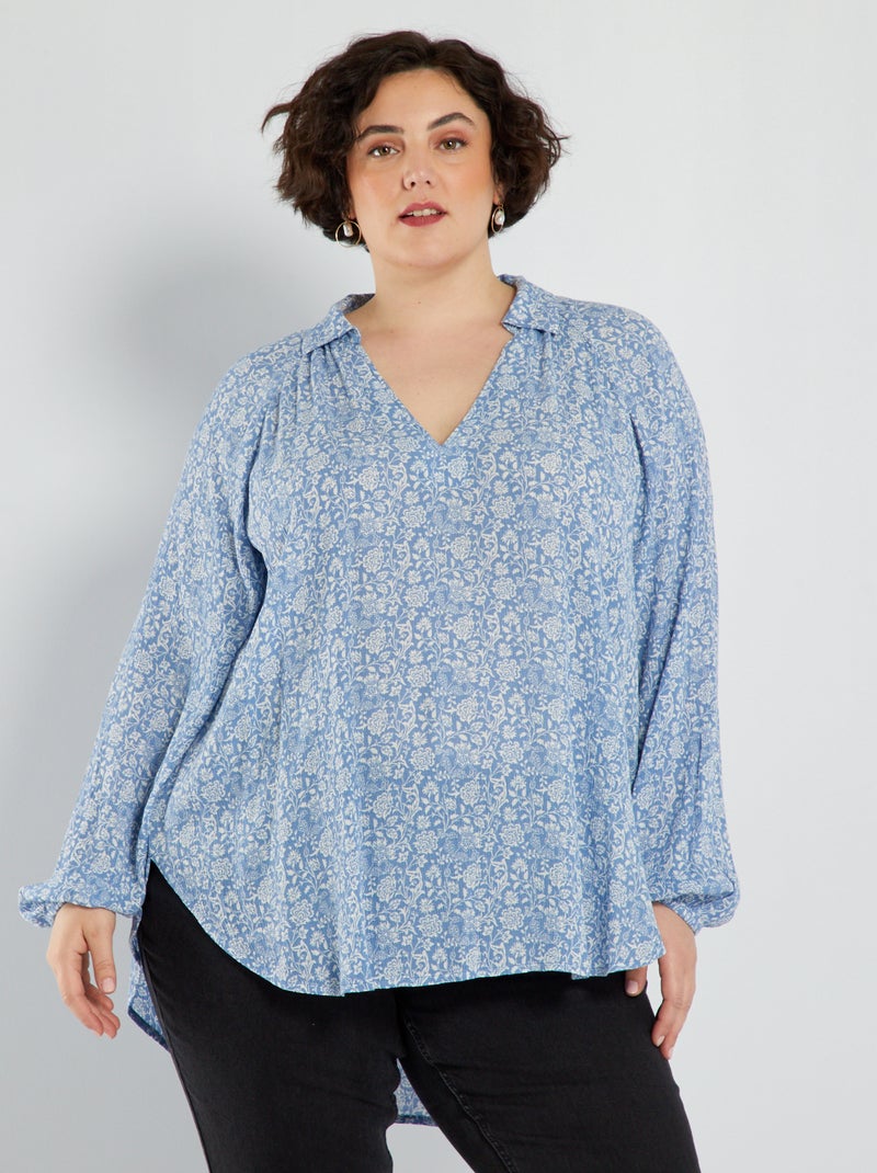 Blusa morbida con stampa BLU - Kiabi