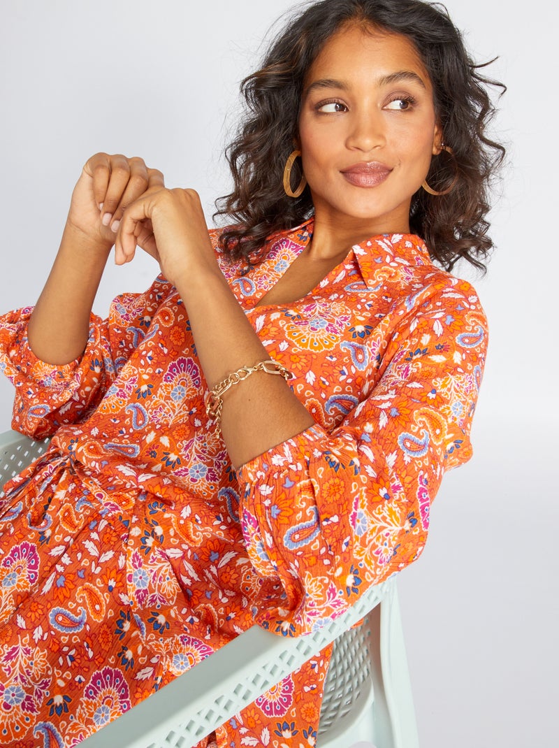 Blusa morbida con stampa cachemire ARANCIONE - Kiabi