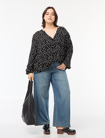 Blusa morbida con stampa in tessuto effetto crêpe