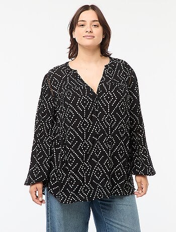 Blusa morbida con stampa in tessuto effetto crêpe