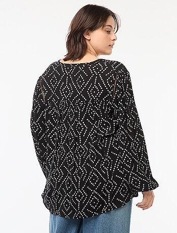 Blusa morbida con stampa in tessuto effetto crêpe