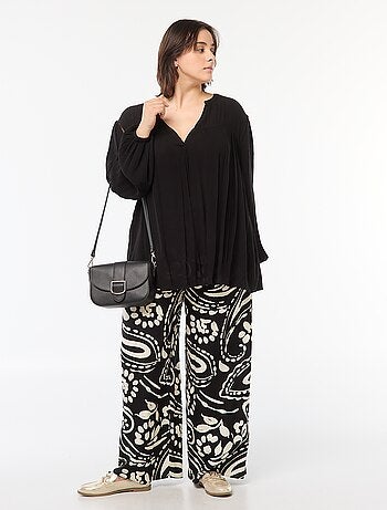 Blusa morbida con stampa in tessuto effetto crêpe