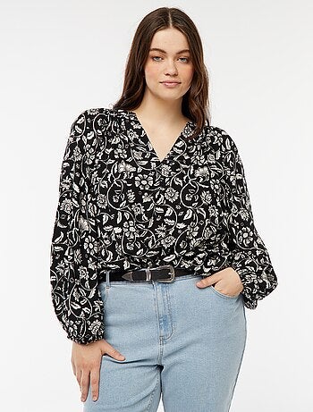 Blusa morbida con stampa in tessuto effetto crêpe