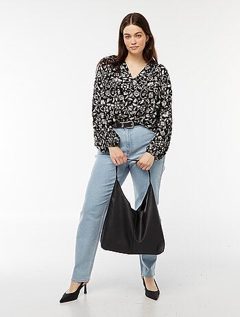 Blusa morbida con stampa in tessuto effetto crêpe