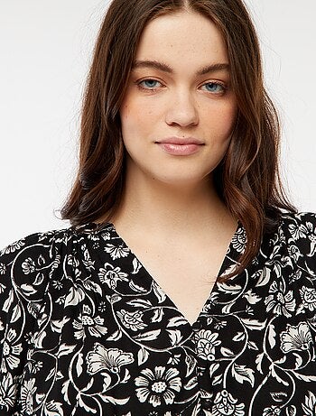 Blusa morbida con stampa in tessuto effetto crêpe