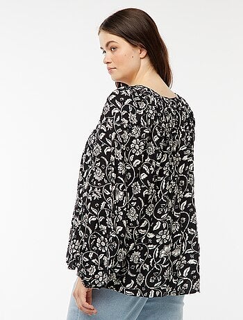 Blusa morbida con stampa in tessuto effetto crêpe