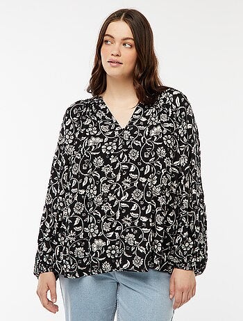 Blusa morbida con stampa in tessuto effetto crêpe