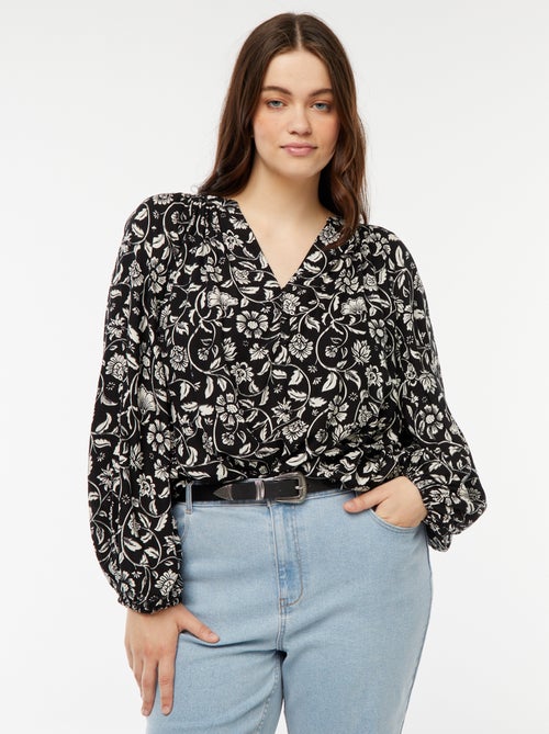 Blusa morbida con stampa in tessuto effetto crêpe - Kiabi