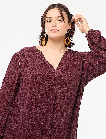 Blusa morbida con stampa in tessuto effetto crêpe