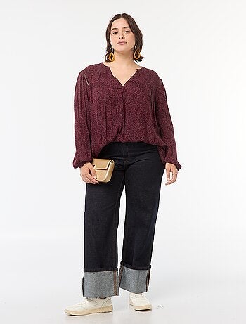 Blusa morbida con stampa in tessuto effetto crêpe